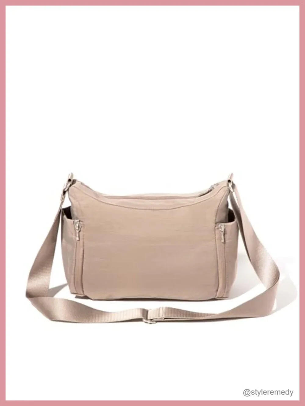 Hobo Crossbody Bag RFIDs Protected Nylon Adjustable Strap w/ Pockets